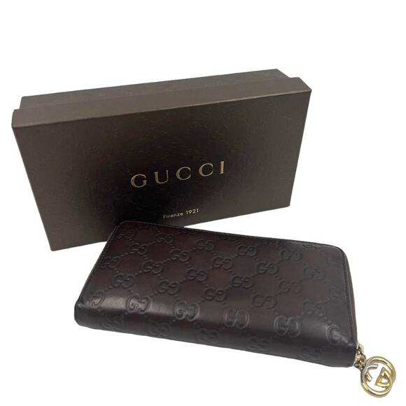 Gucci Vintage Leather Interlocking GG Logo Guccissima Long Zip Around Wallet - Picture 16 of 16